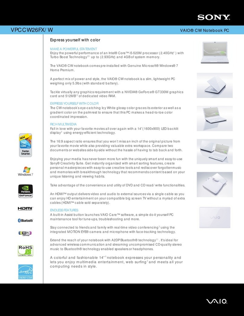 Sony VAIO VPCCW26FX/W User manual