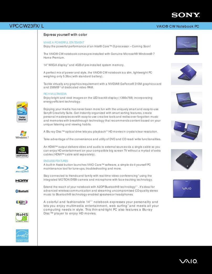 Sony VAIO VPCCW23FX/L User manual
