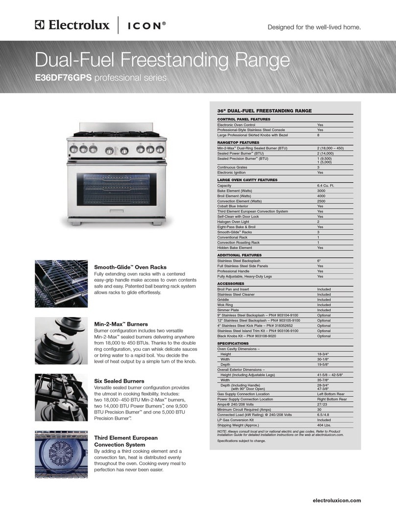 Electrolux ICON Professional E36DF76GPS Specifications