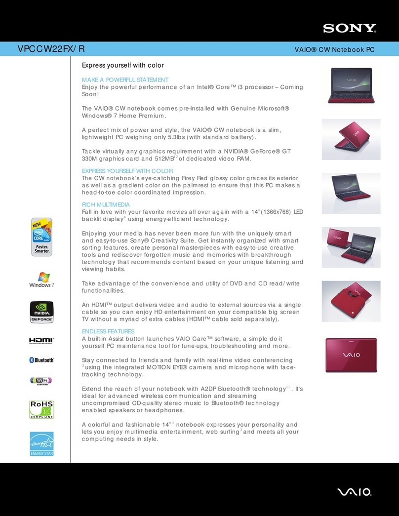 Sony VAIO VPCCW22FX/R User manual