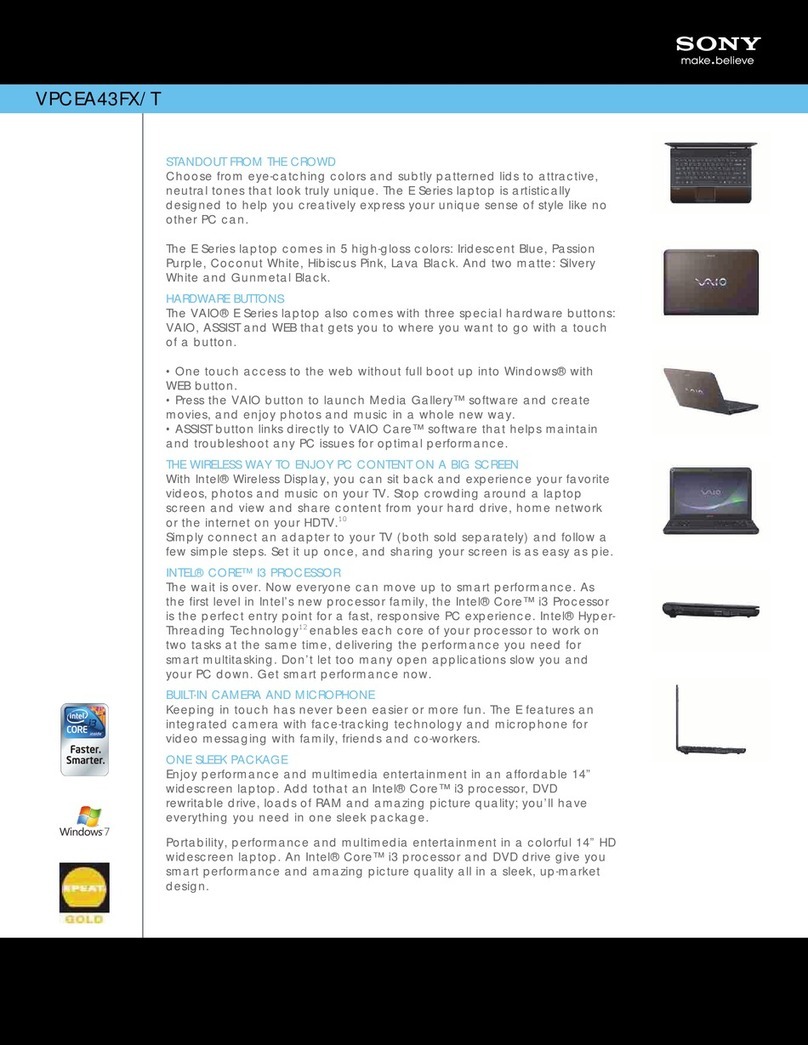 Sony VPCEA43FX/T User manual Sony VPCEA43FX/T User manual