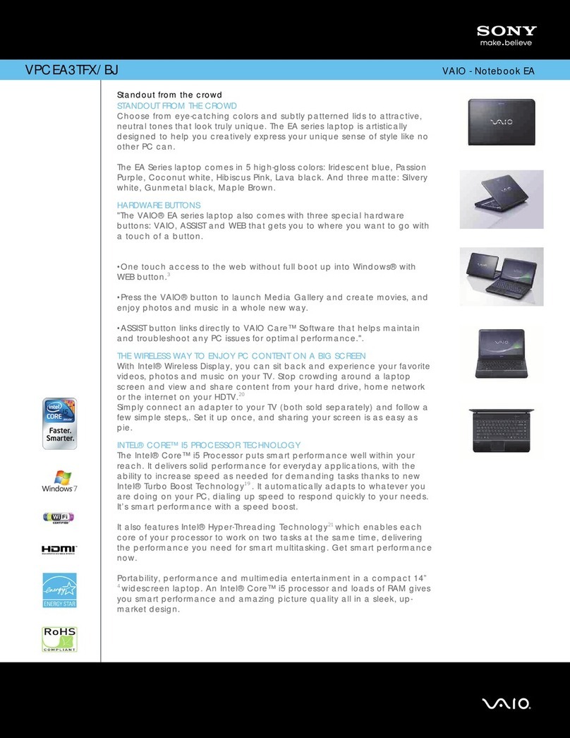 Sony VPCEA3TFX Specifications