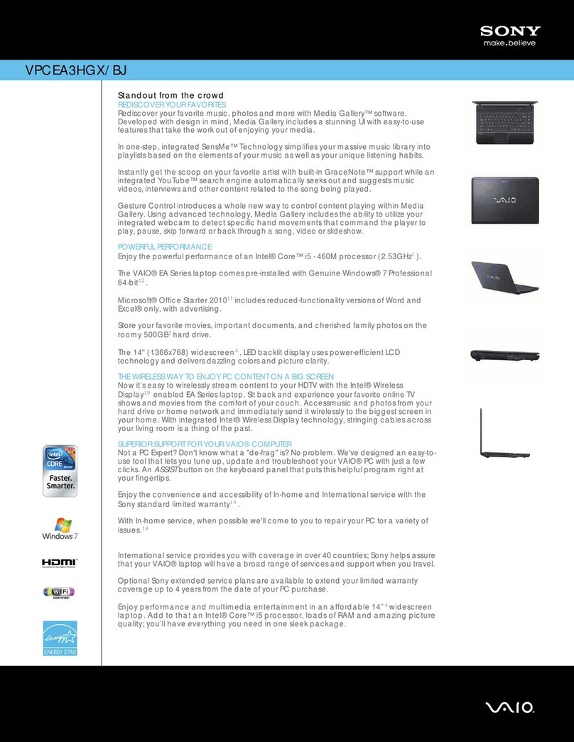 Sony VAIO VPCEA3HGX Specifications