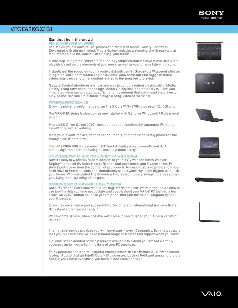 Sony VPCEA3KGX Specifications