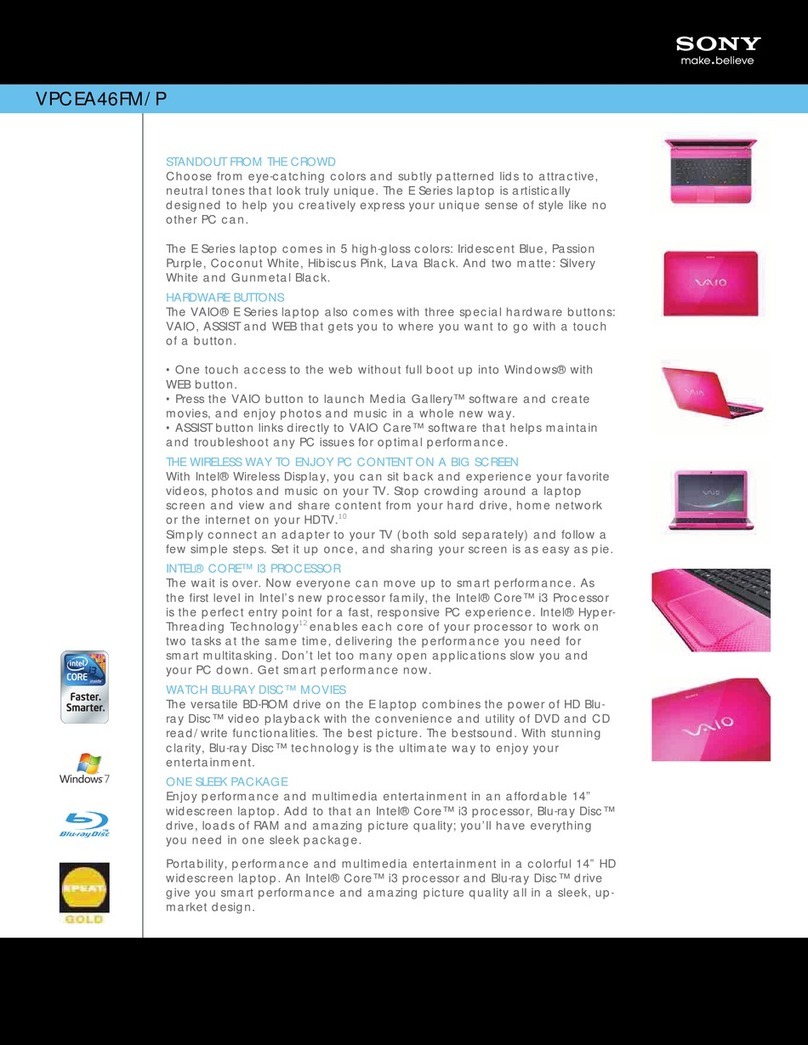 Sony VPCEA46FM/P User manual