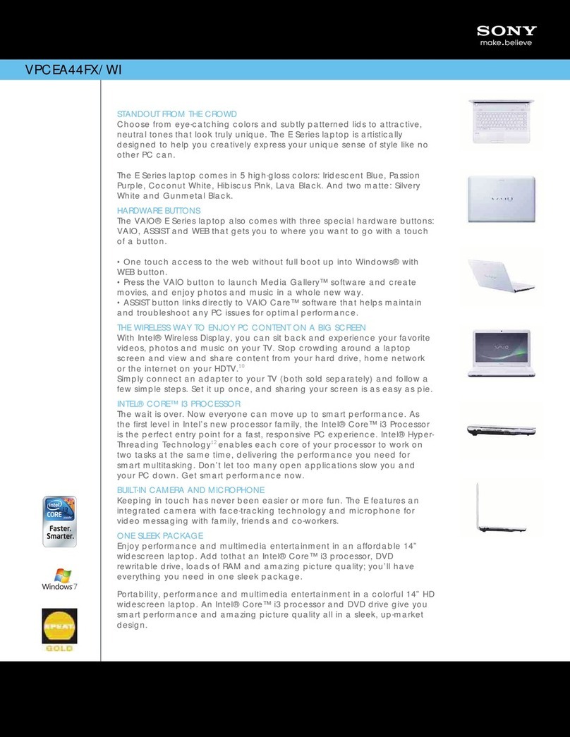Sony VAIO VPCEA44FX/WI User manual Sony VAIO VPCEA44FX/WI User manual
