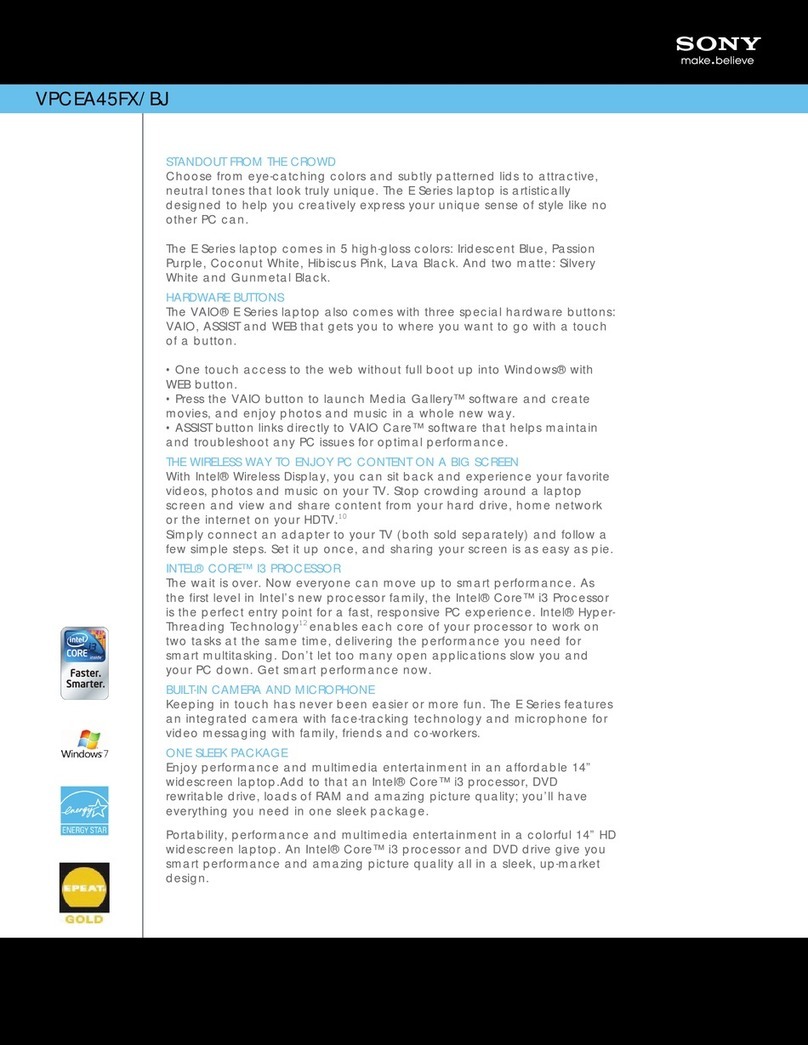 Sony VPCEA45FX/BJ Specifications