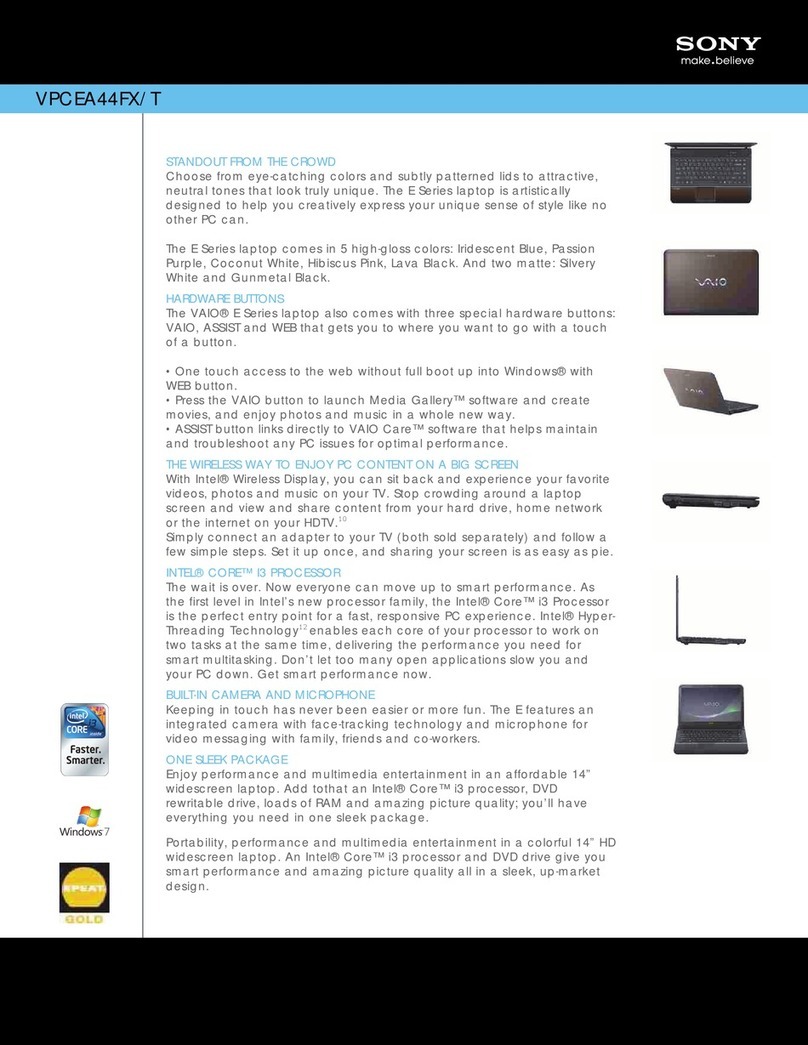 Sony VPCEA44FX/T Specifications