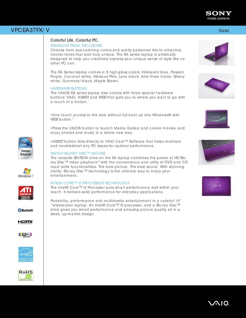 Sony VPCEA37FX/V Specifications
