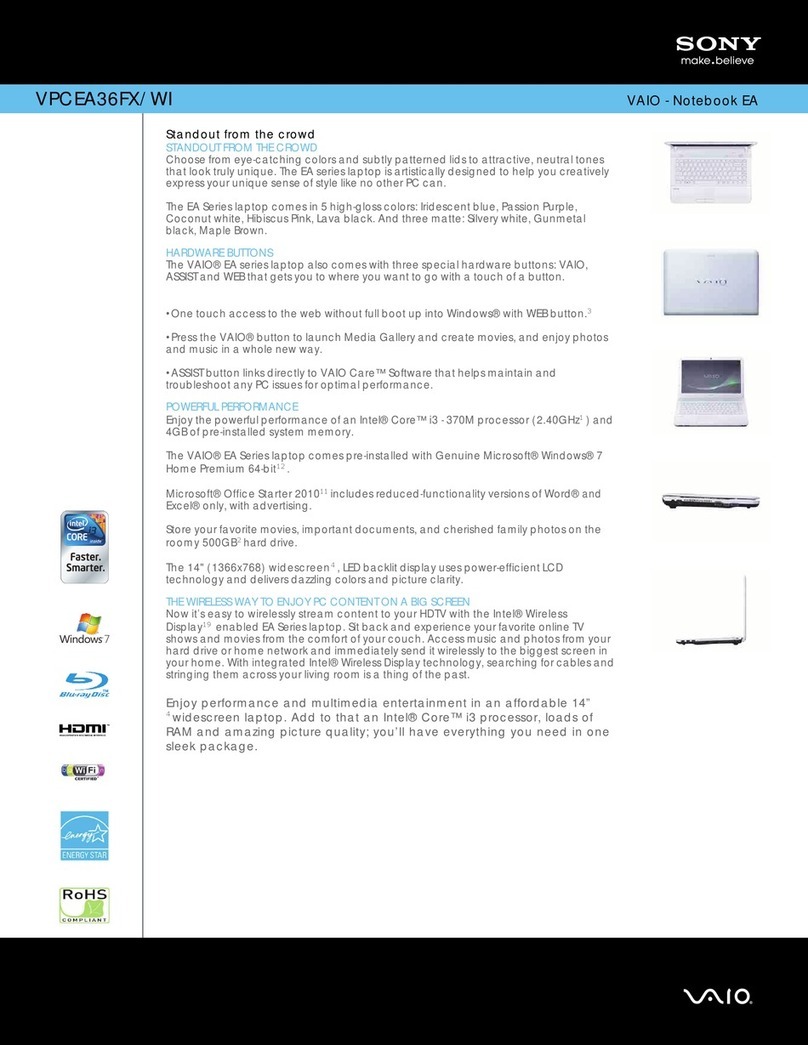 Sony VPCEA36FX/WI Specifications