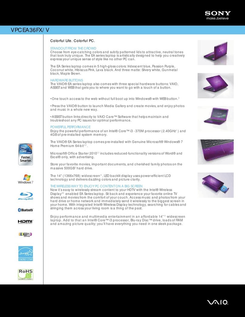 Sony VPCEA36FX/V Specifications