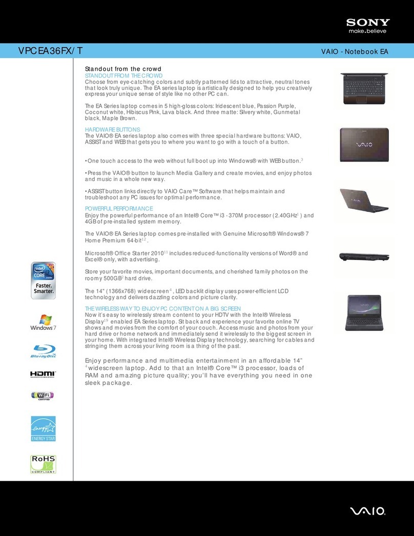 Sony VPCEA36FX/T Specifications