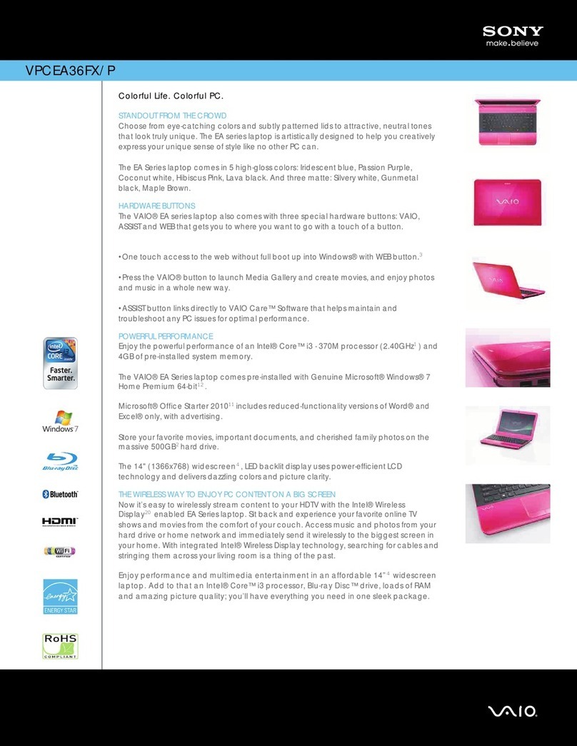 Sony VPCEA36FX/P Specifications