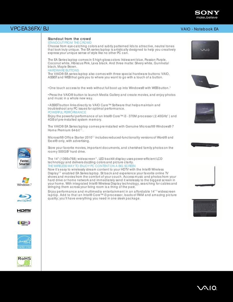 Sony VPCEA36FX/BJ Specifications