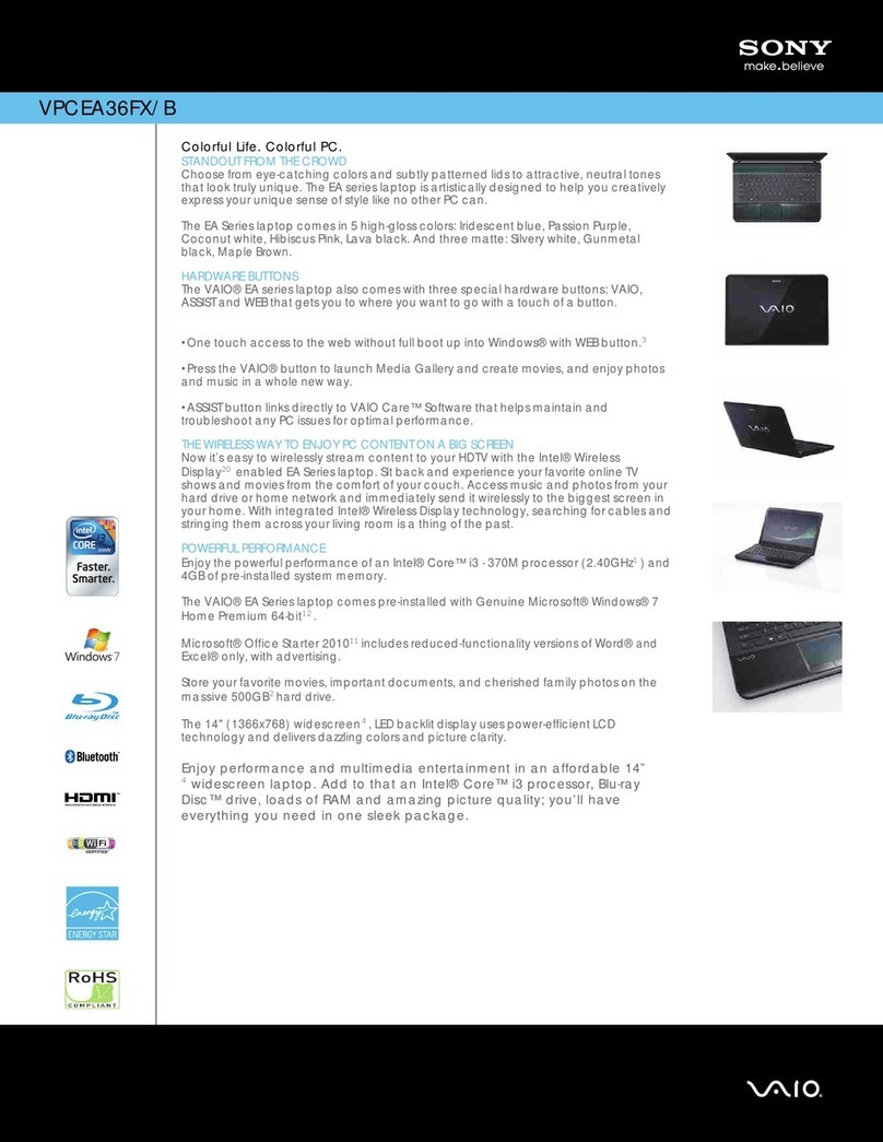 Sony VPCEA36FX/B Specifications