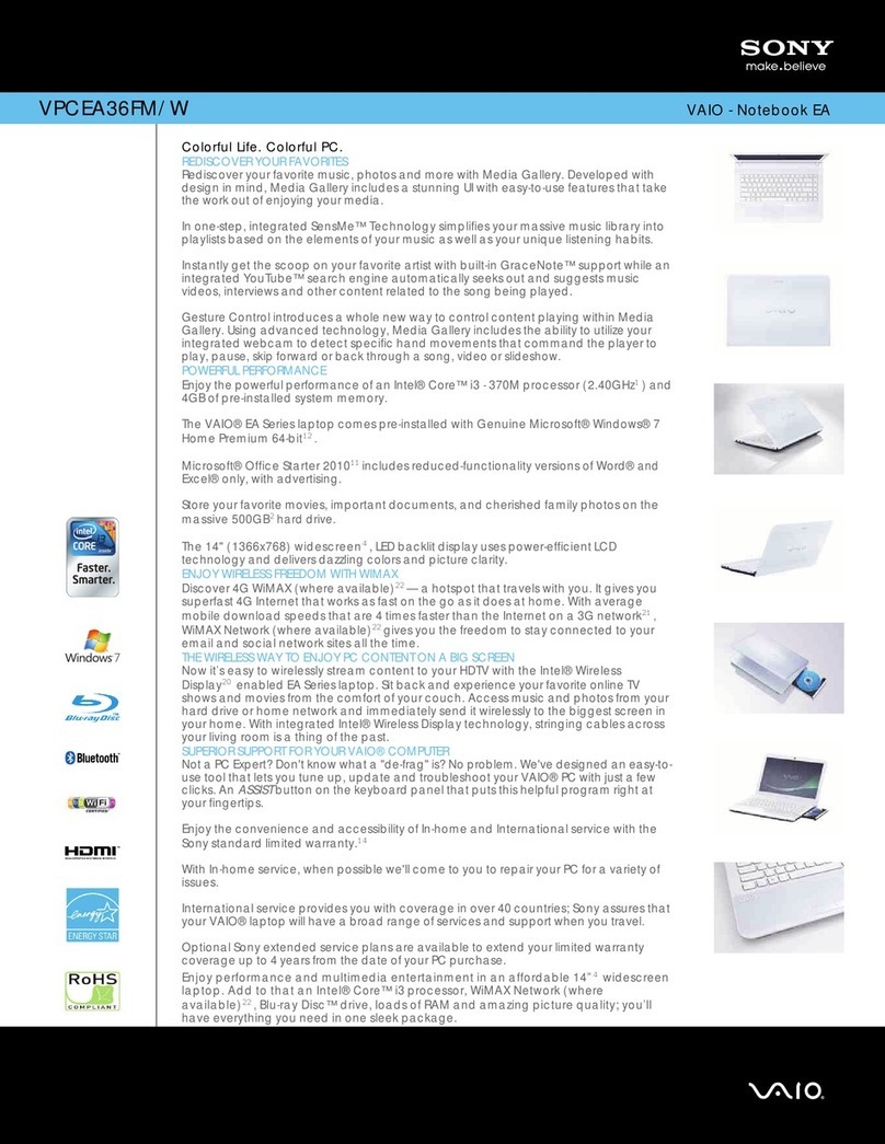 Sony VPCEA36FM/W User manual