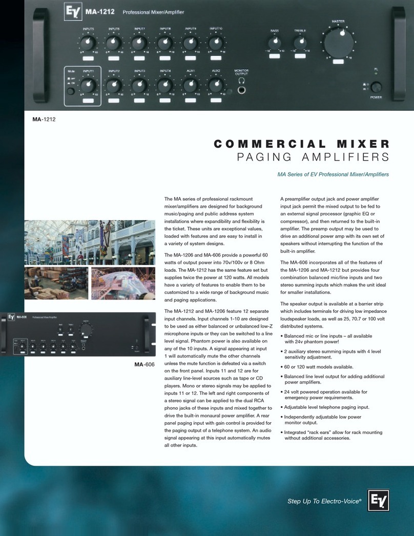 Electro-Voice Mixer Amplifier MA-1212 brochure
