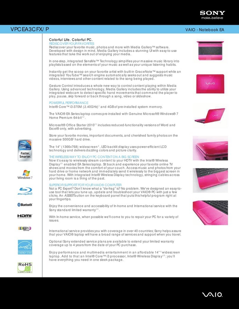 Sony VPCEA3CFX/P User manual