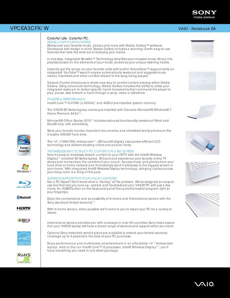 Sony VPCEA3CFX/W User manual