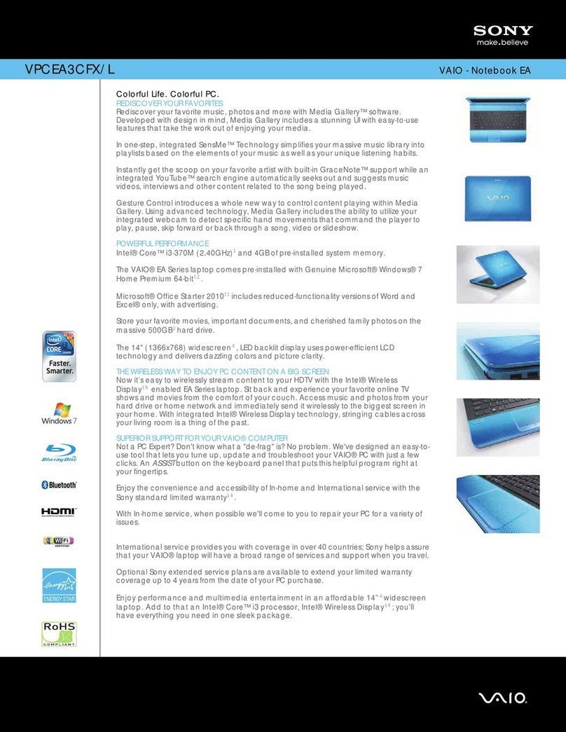 Sony VPCEA3CFX/L Specifications