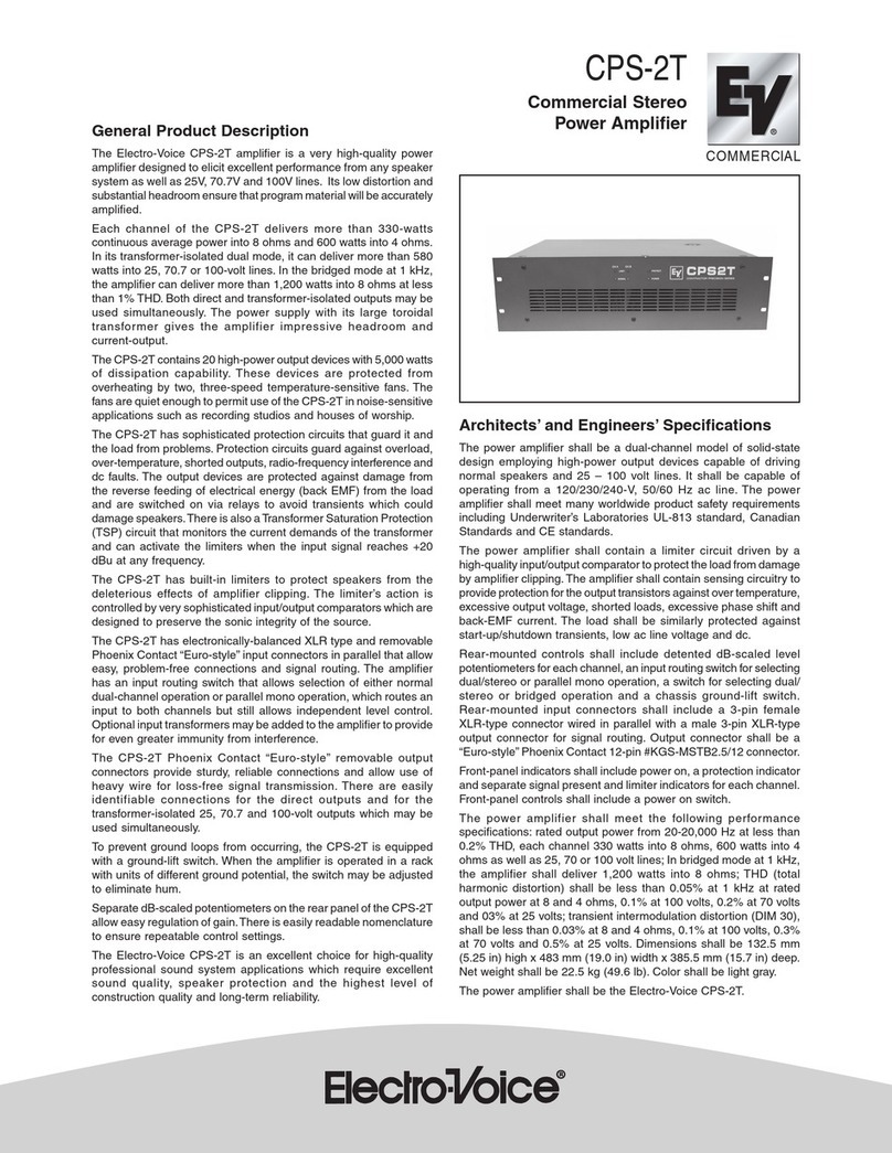 Electro-Voice Contractor Precision CPS2T Specifications