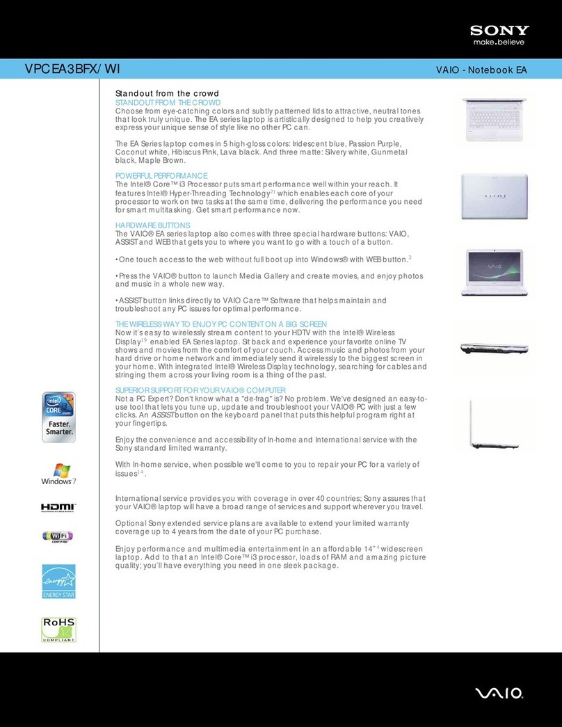 Sony VPCEA3BFX/WI User manual