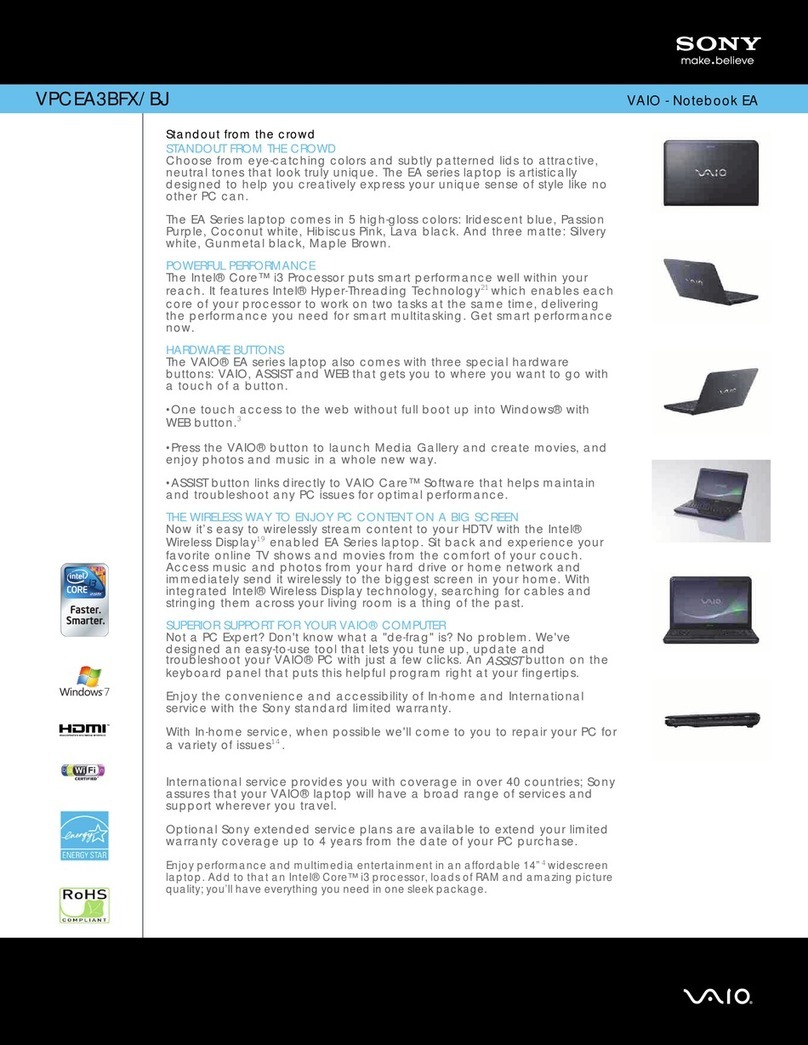 Sony VPCEA3BFX/BJ Specifications