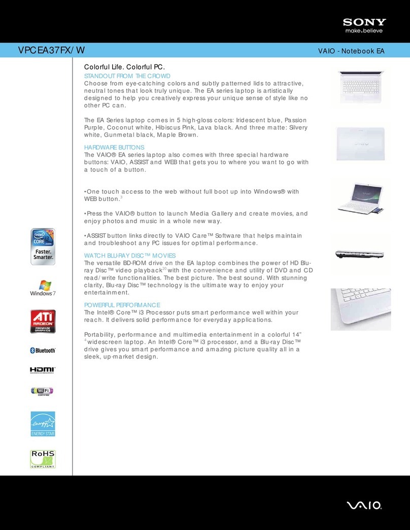 Sony VPCEA37FX/W User manual Sony VPCEA37FX/W User manual