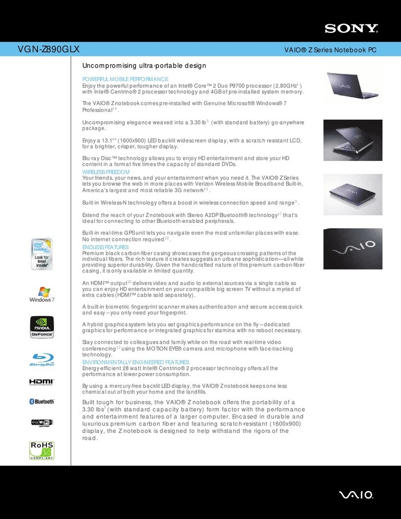Sony VGNZ890 User manual