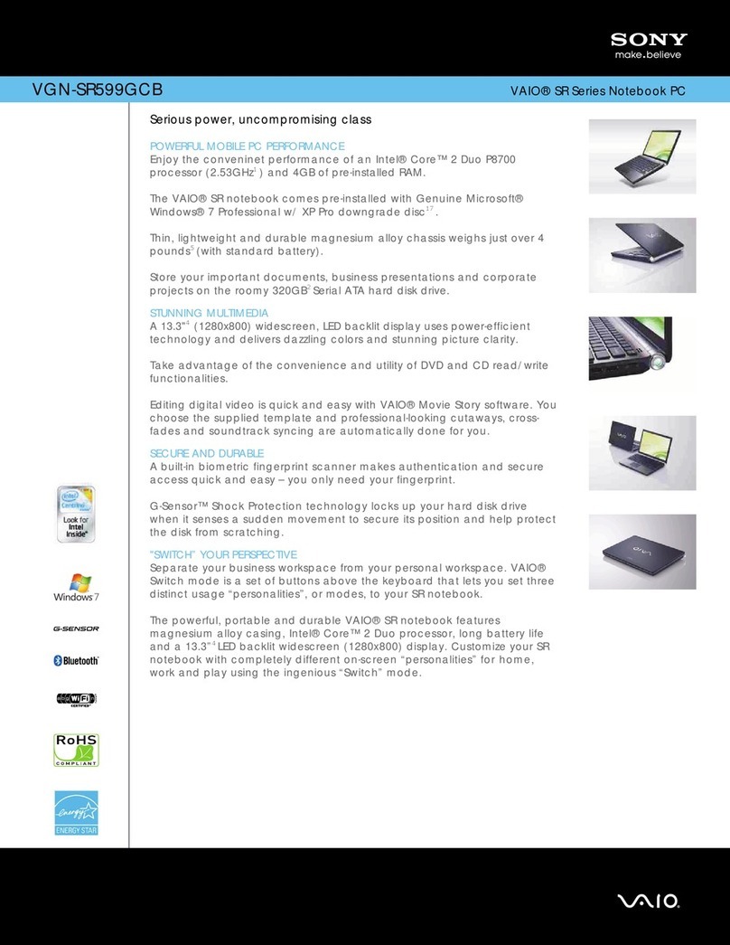 Sony VAIO VGN-SR599GCB User manual