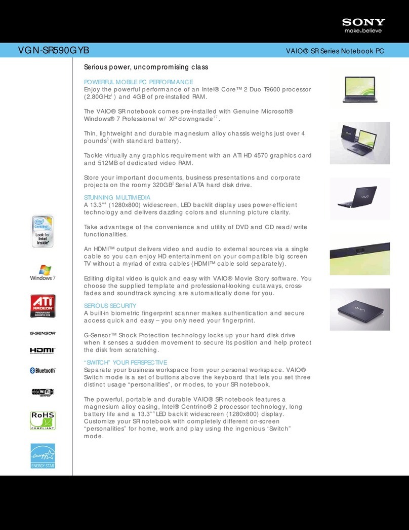 Sony VAIO VGN-SR590GYB User manual