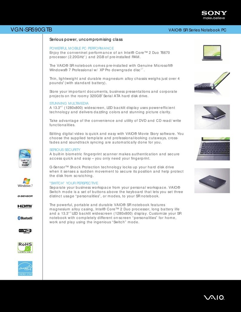 Sony VAIO VGN-SR590GTB User manual