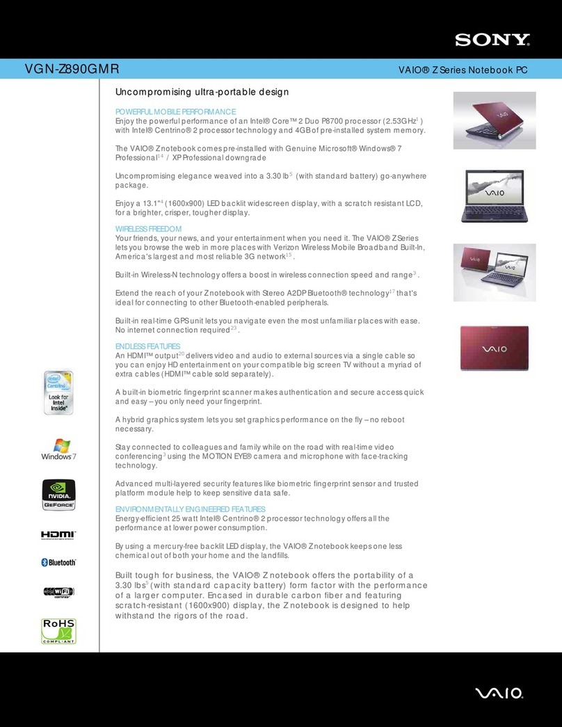 Sony VAIO VGN-Z890GMR Specifications