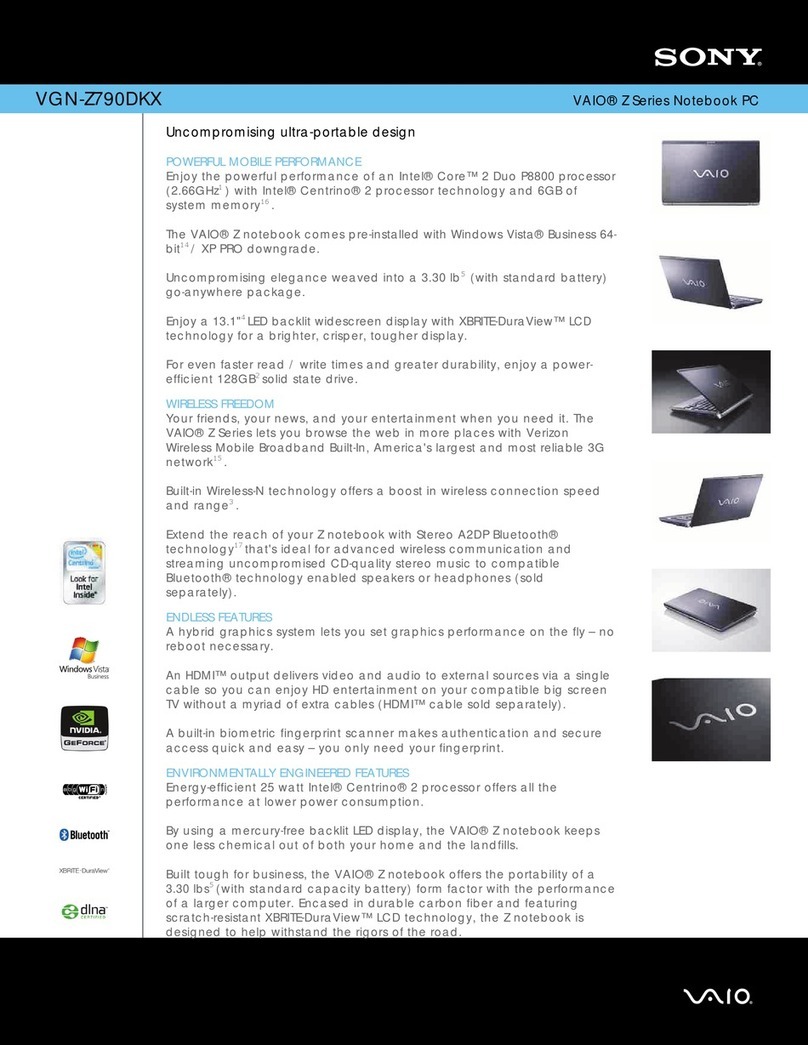 Sony VAIO VGN-Z790DKX User manual