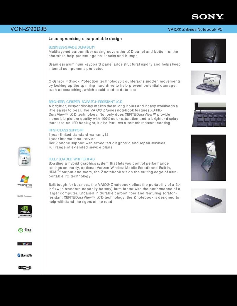 Sony VGNZ790DJB - VAIO Z Series User manual