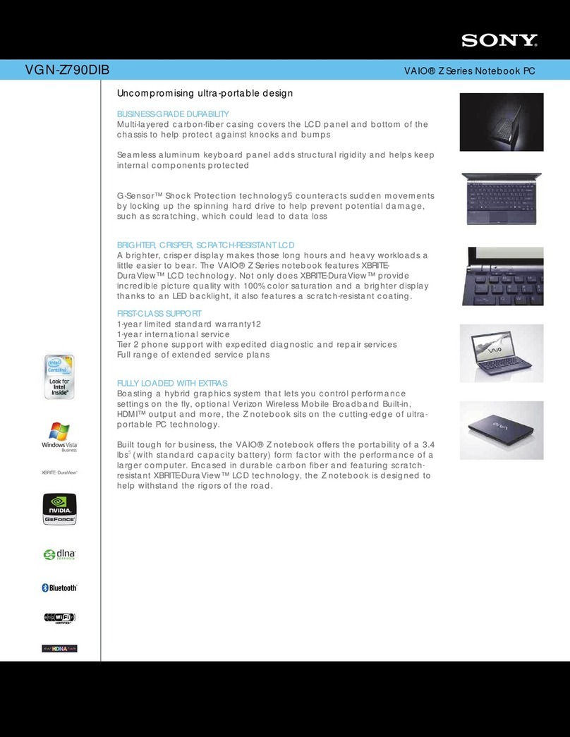 Sony VGNZ790DIB - VAIO Z Series Specifications