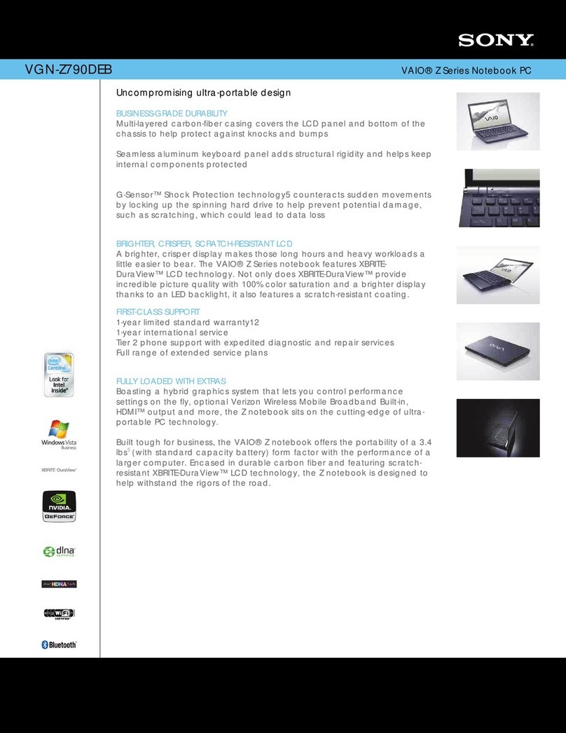 Sony VGNZ790DEB - VAIO Z Series User manual