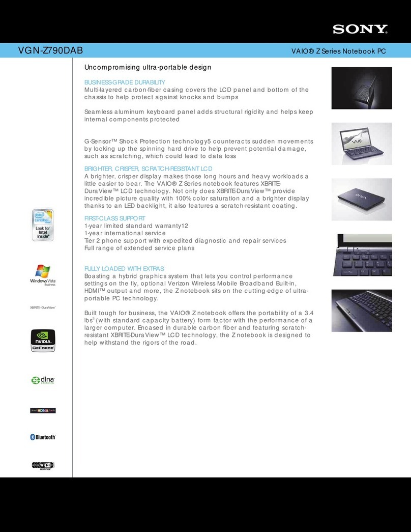 Sony VAIO VGN-Z790DAB User manual