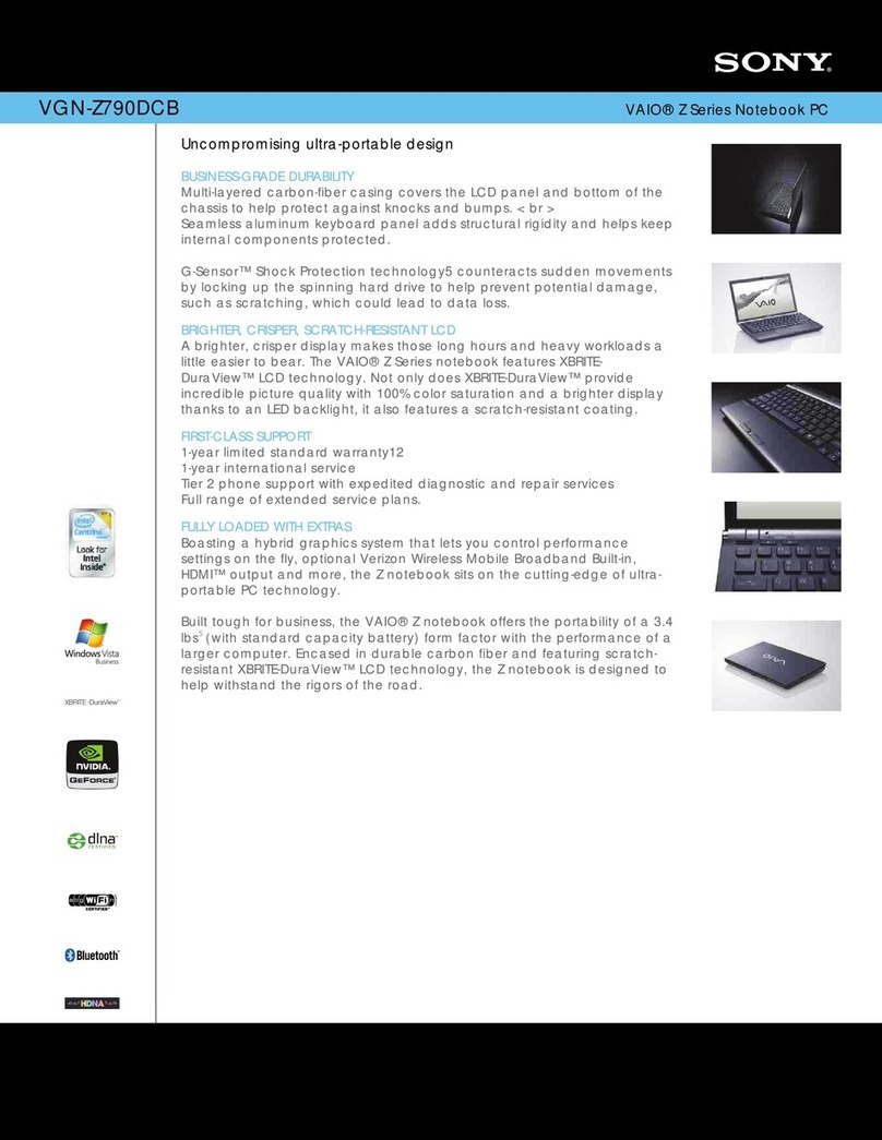 Sony VGNZ790DCB - VAIO Z Series User manual