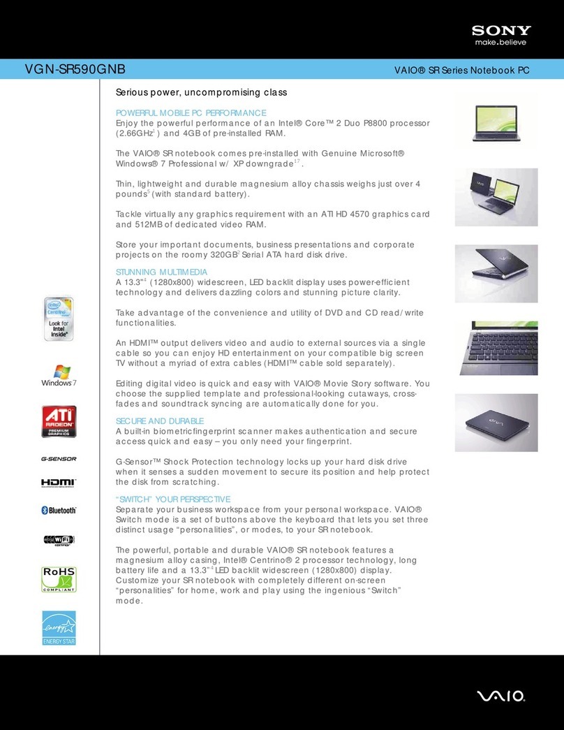 Sony VAIO VGN-SR590GNB User manual