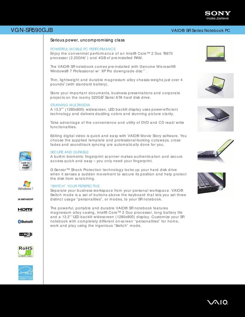 Sony VAIO VGN-SR590GJB User manual Sony VAIO VGN-SR590GJB User manual