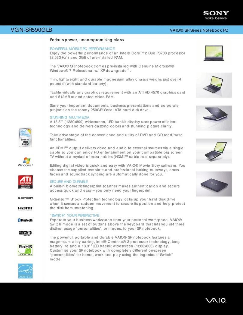 Sony VGN-SR590GLB Specifications
