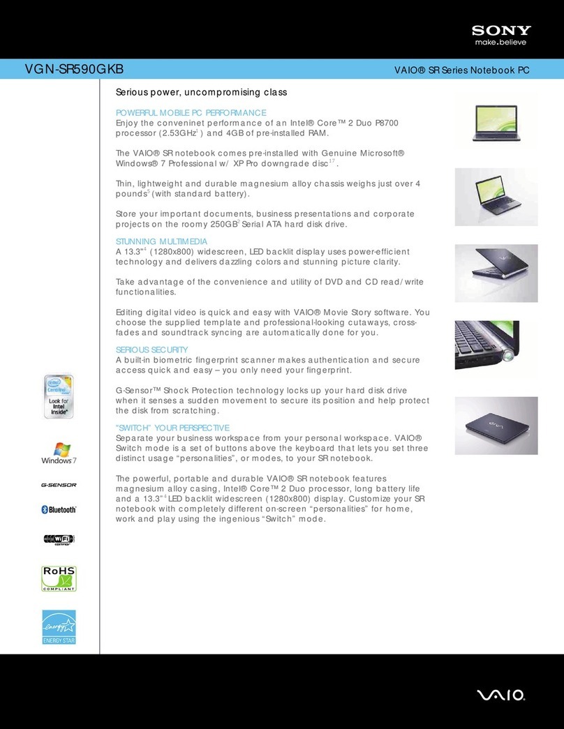 Sony VAIO VGN-SR590GKB User manual