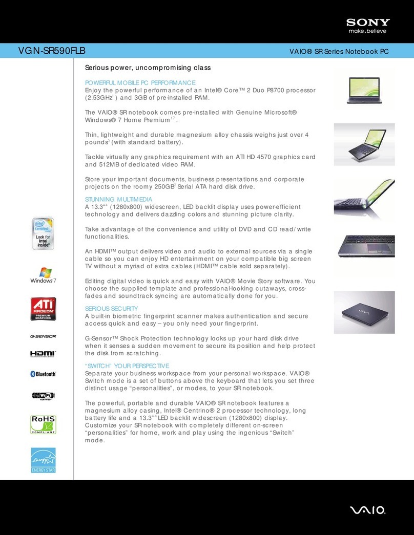 Sony VAIO VGN-SR590FLB Specifications