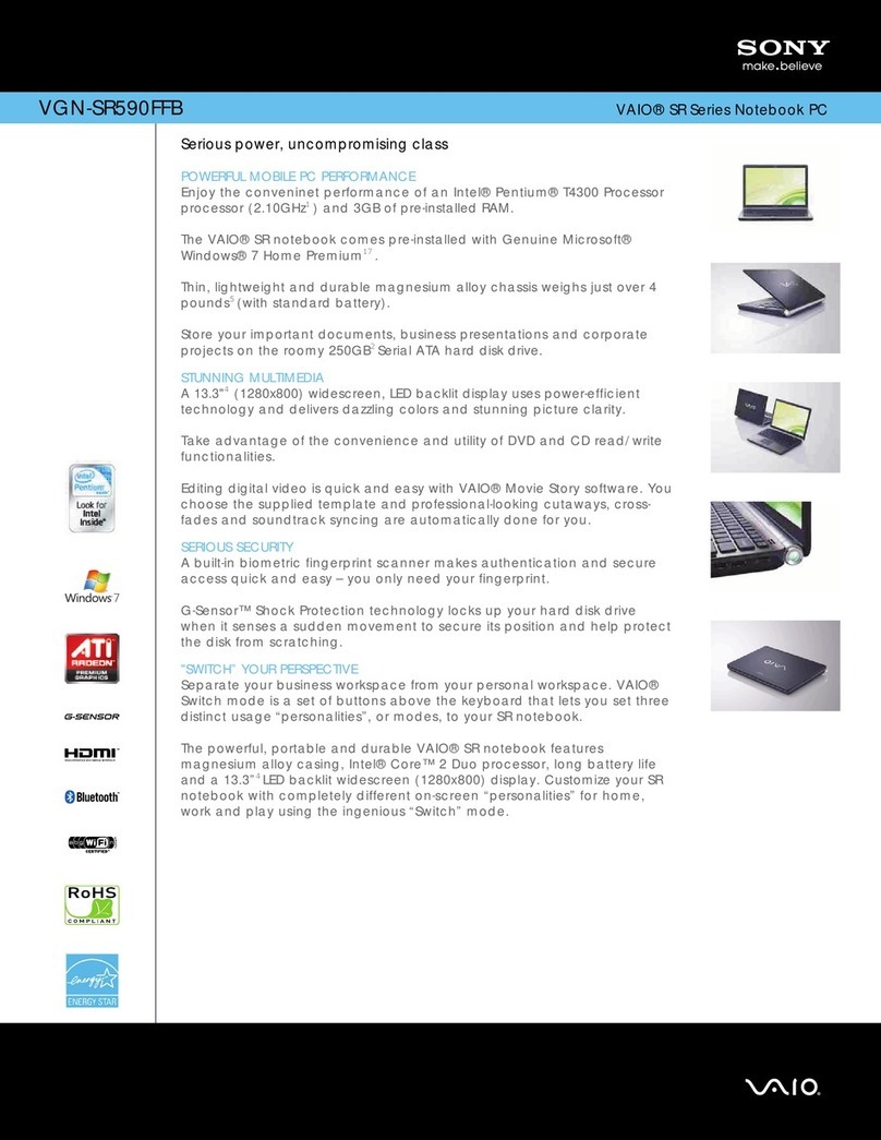 Sony VAIO VGN-SR590FFB Specifications