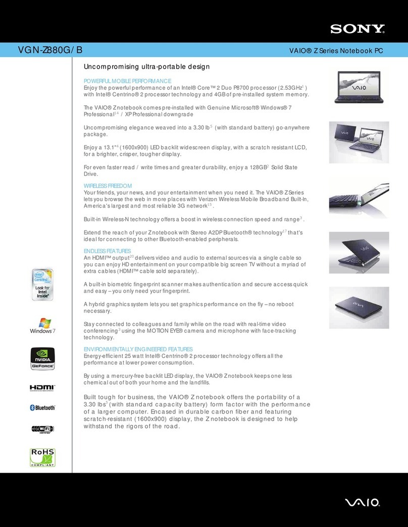 Sony VAIO VGN-Z880G User manual
