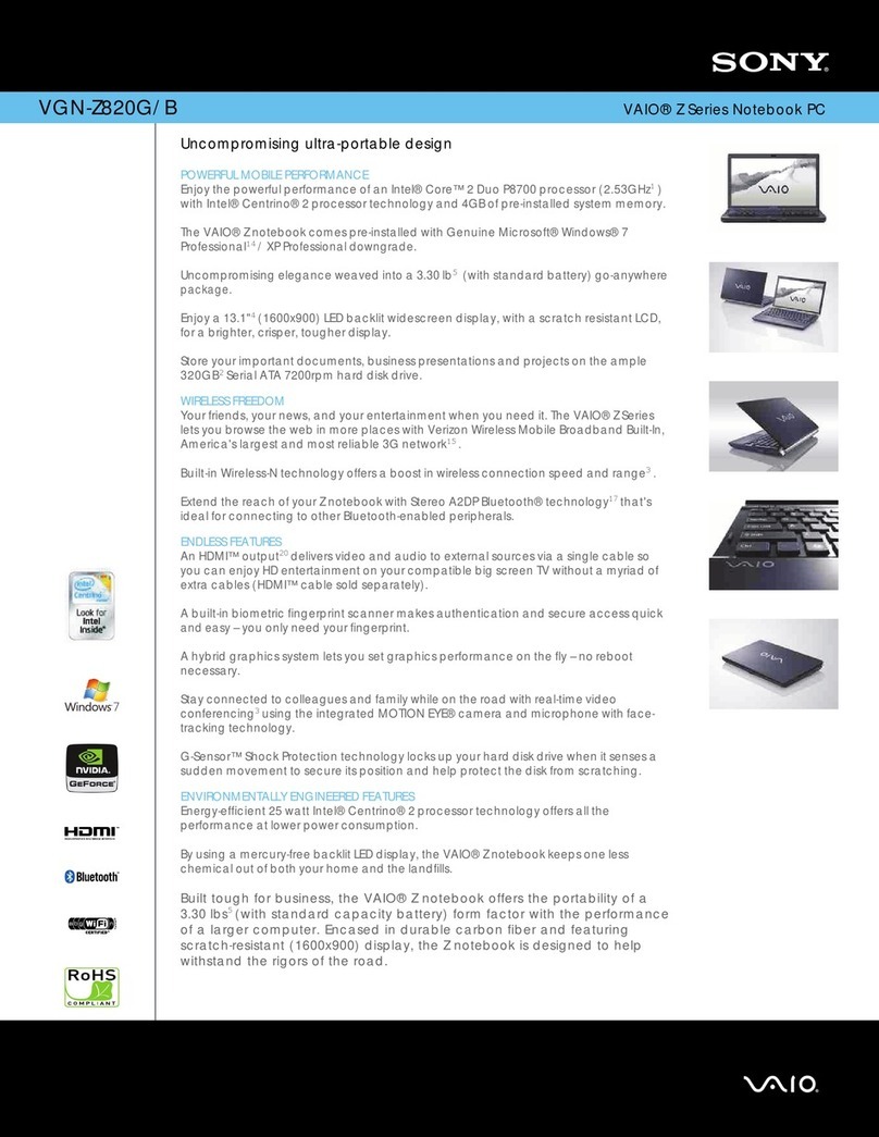 Sony VAIO VGN-Z820G User manual