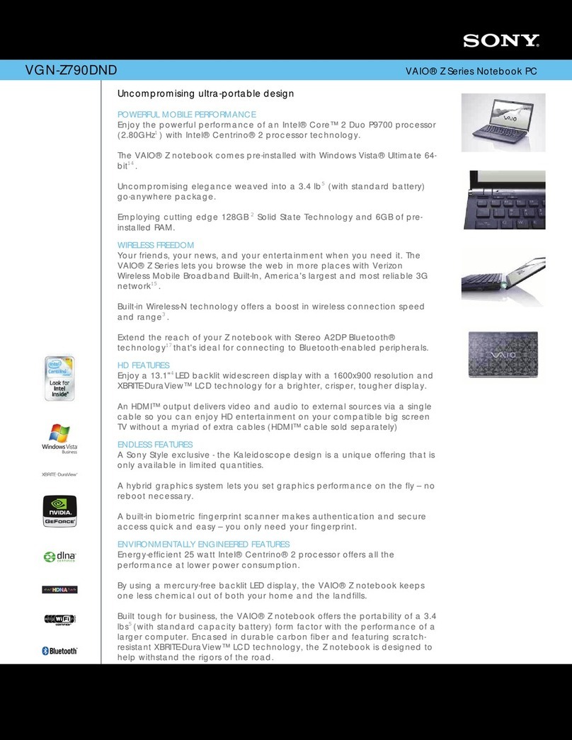 Sony VAIO VGN-Z790DND Specifications