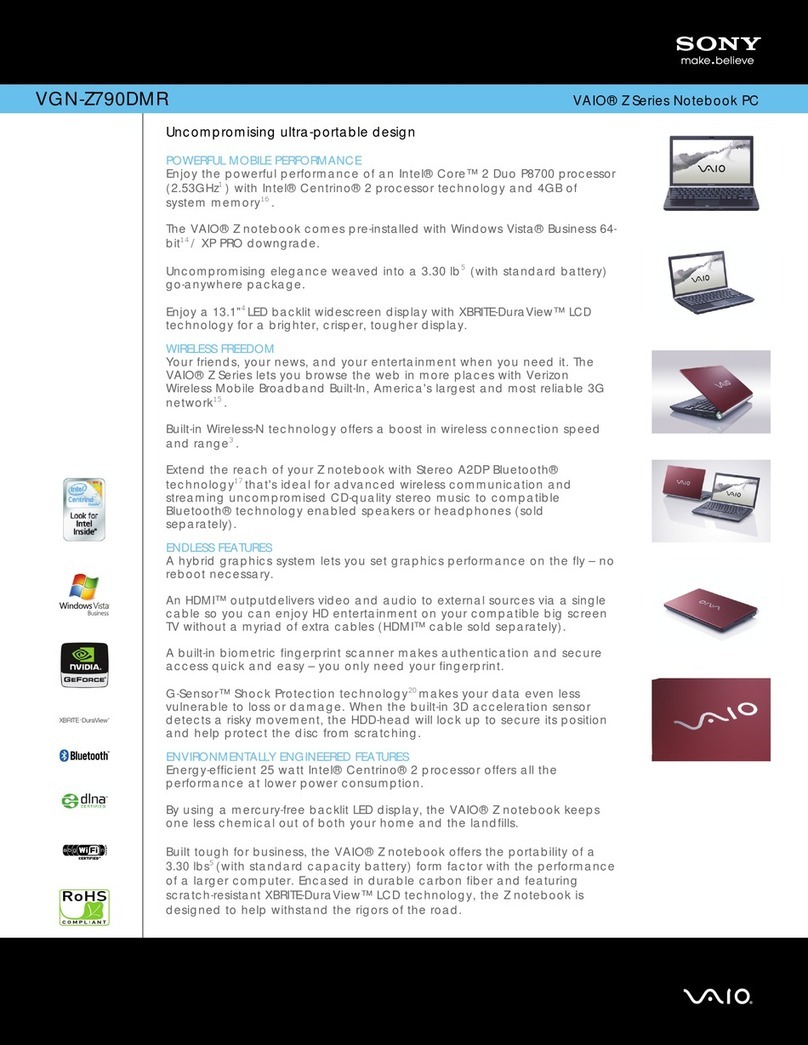 Sony VGN-Z790DMR User manual