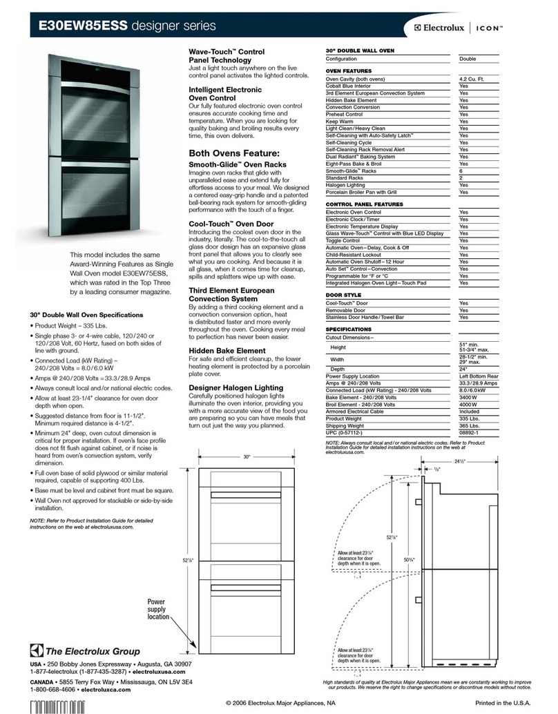 Electrolux E30EW85ESS - Icon Designer Series Electric Double... User manual Electrolux E30EW85ESS - Icon Designer Series Electric Double... User manual